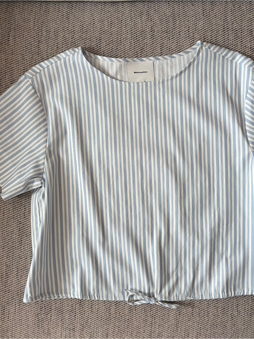 NEW Reformation Jordan Two Piece Skirt Set Cotton Calamari Stripe | US 4 UK 8 - Picture 11 of 14